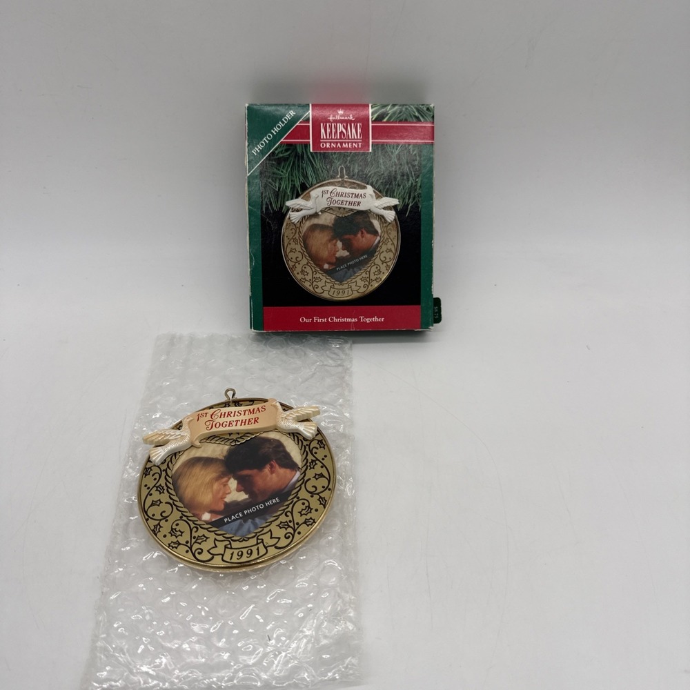 Hallmark Keepsake Ornament Our First Christmas Together 1991 Photo Holder Vtg